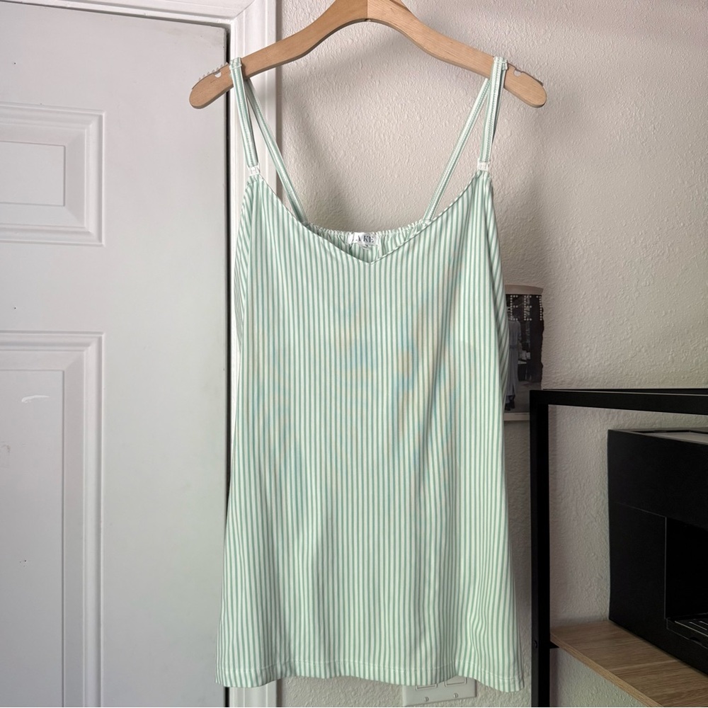 LAKE sage white striped modal soft sleep pj‎ pajama tank top